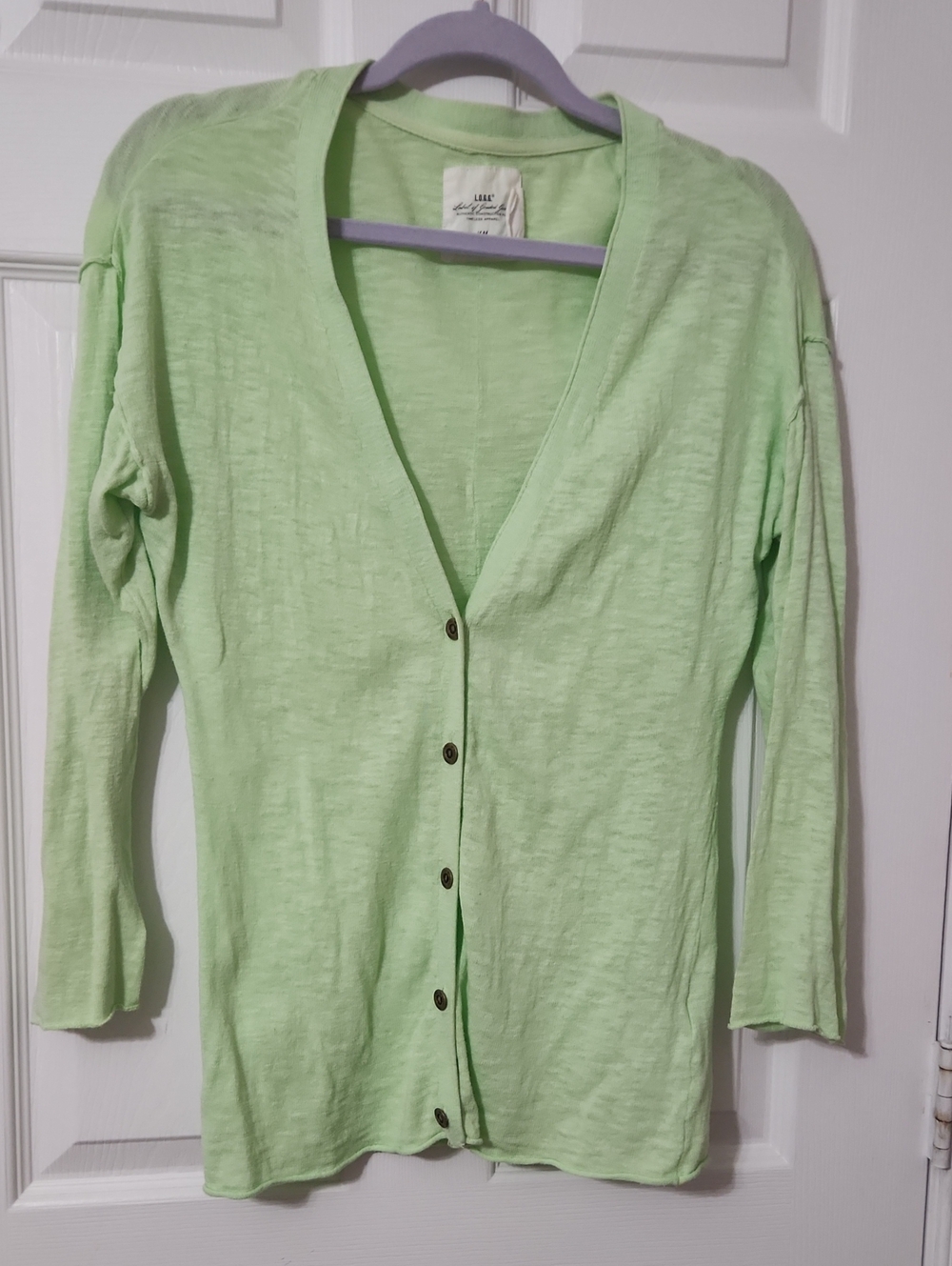 Casual Work Office School H&M Pastel Green Lightweight V-Neck Button Cardigan